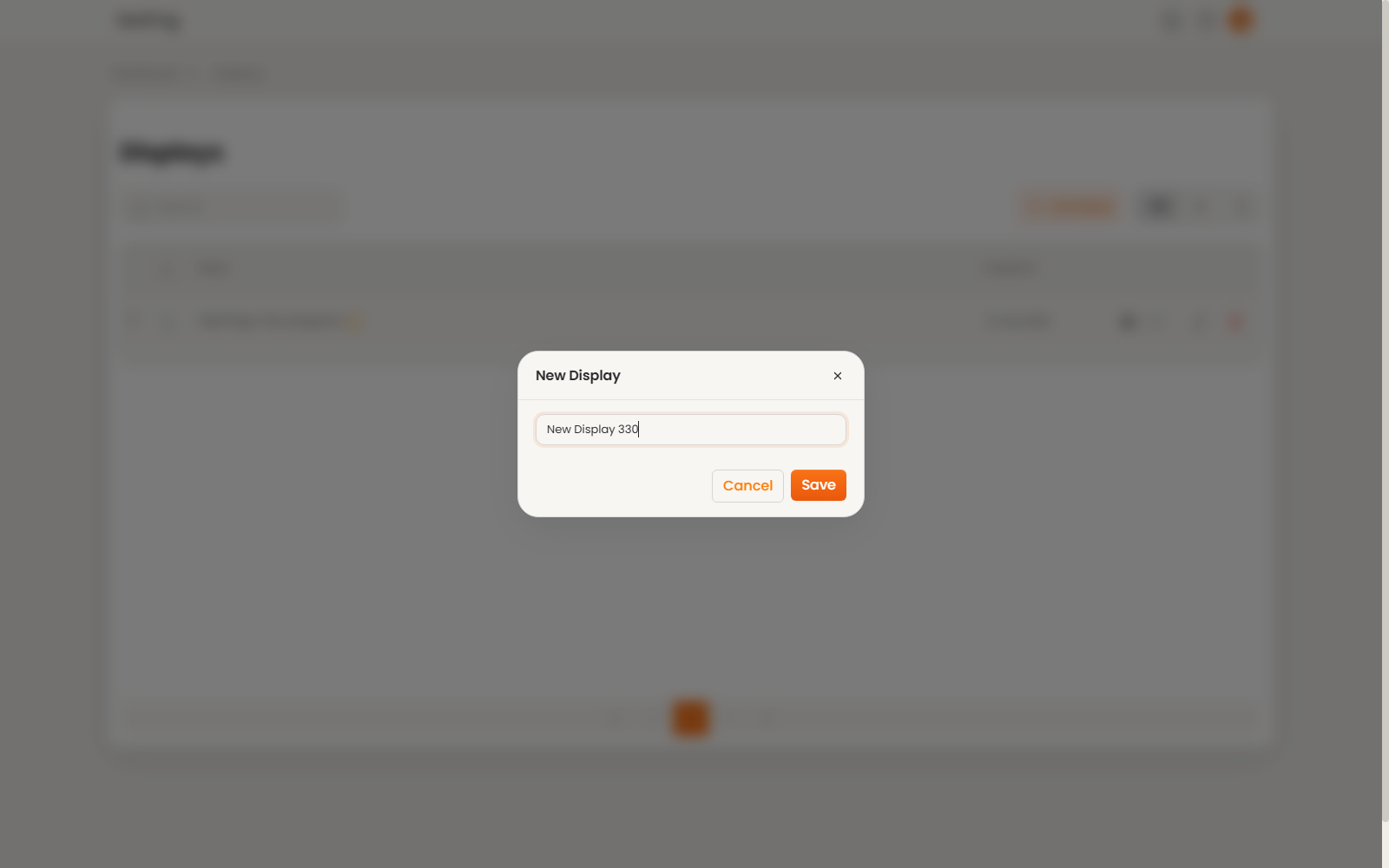 New Display dialog