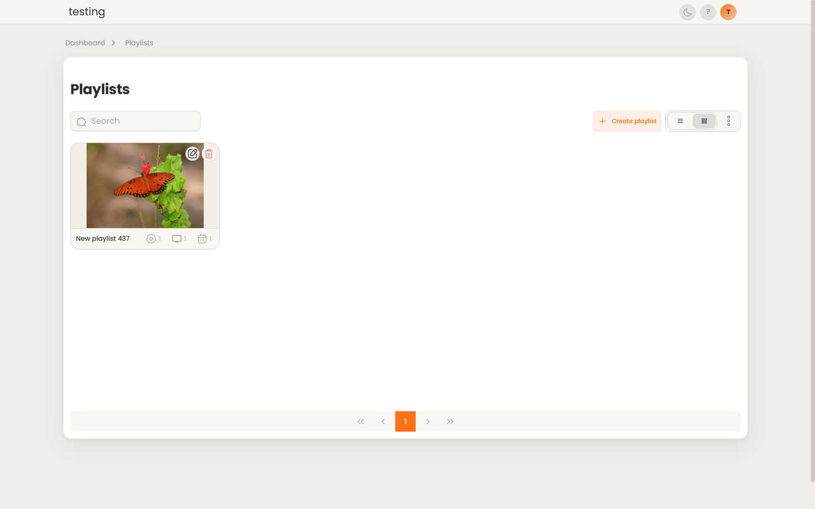 Playlists, grid view