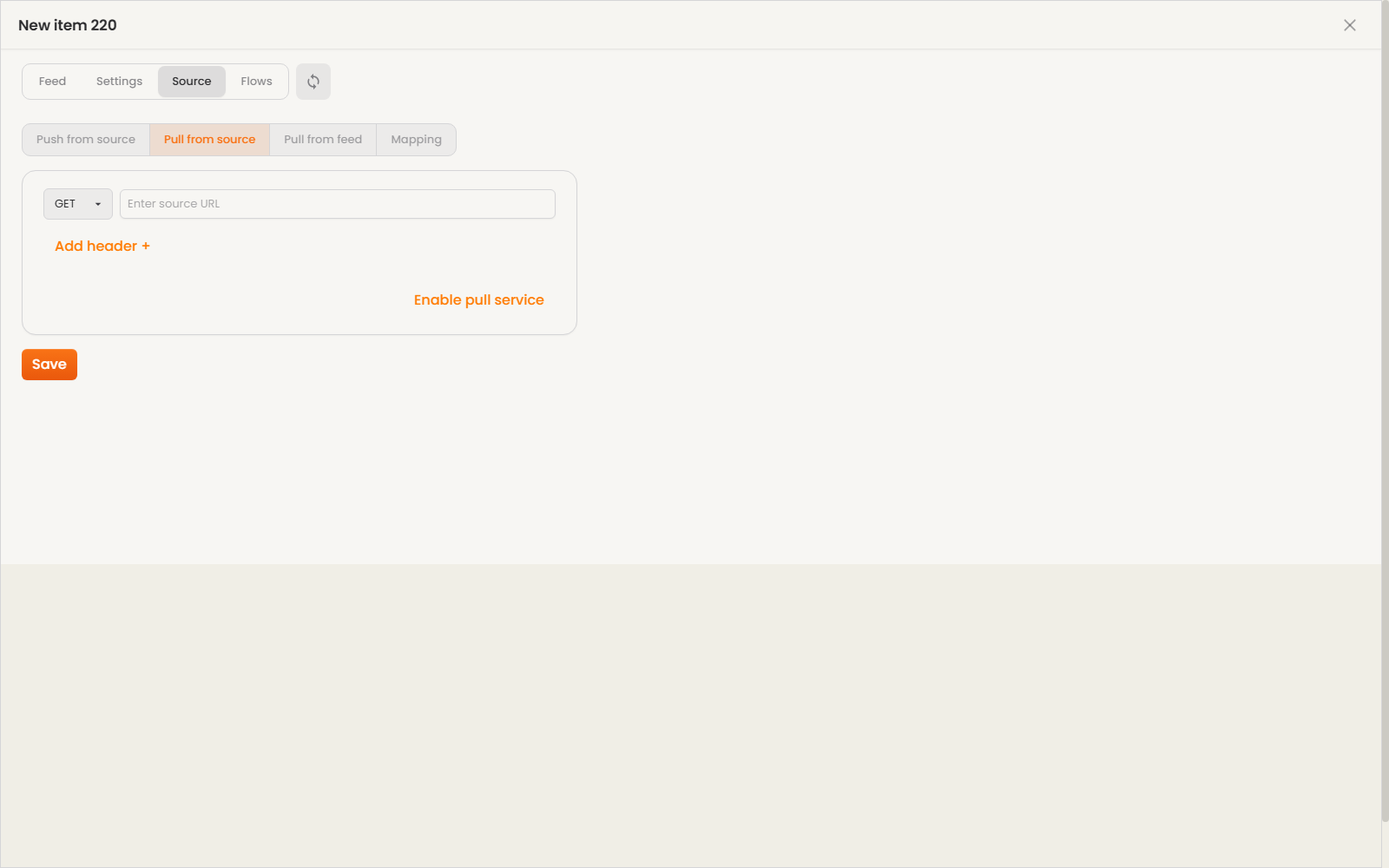 Feed editor, Pull from source