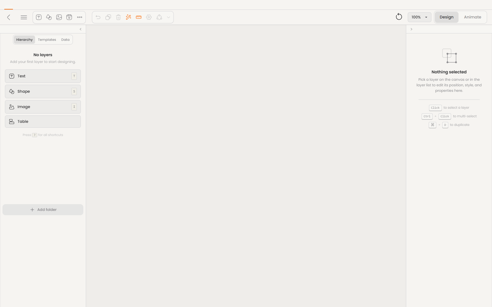 Editor chrome, empty design