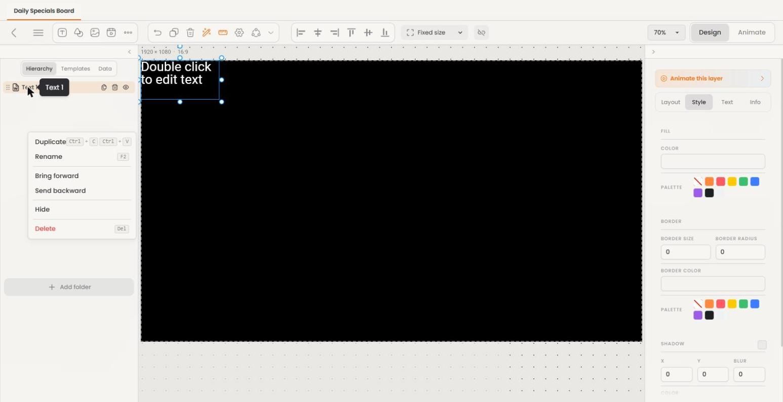 Layer right-click context menu