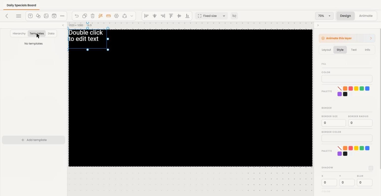 Templates tab in the layer list