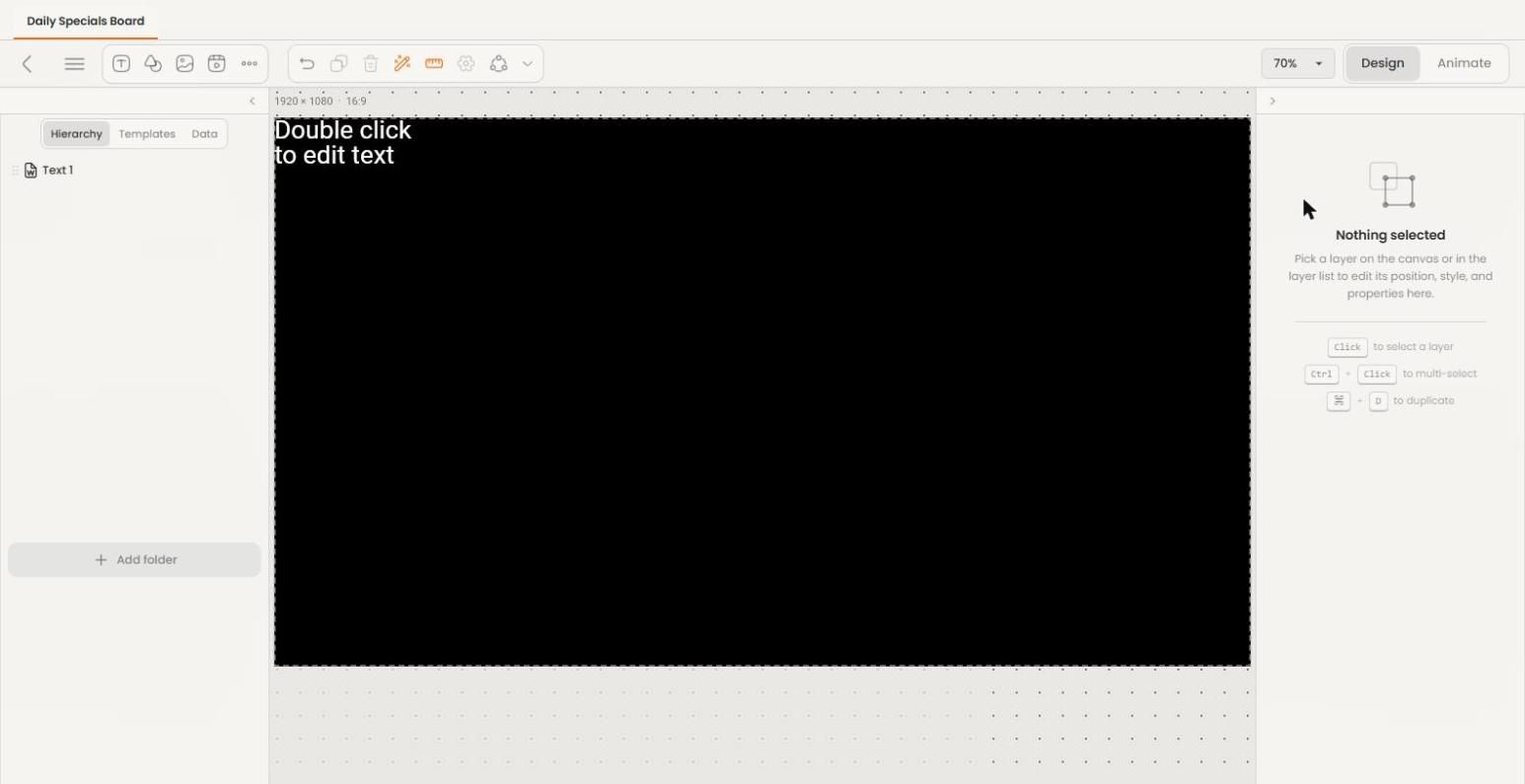 Canvas with a text layer added