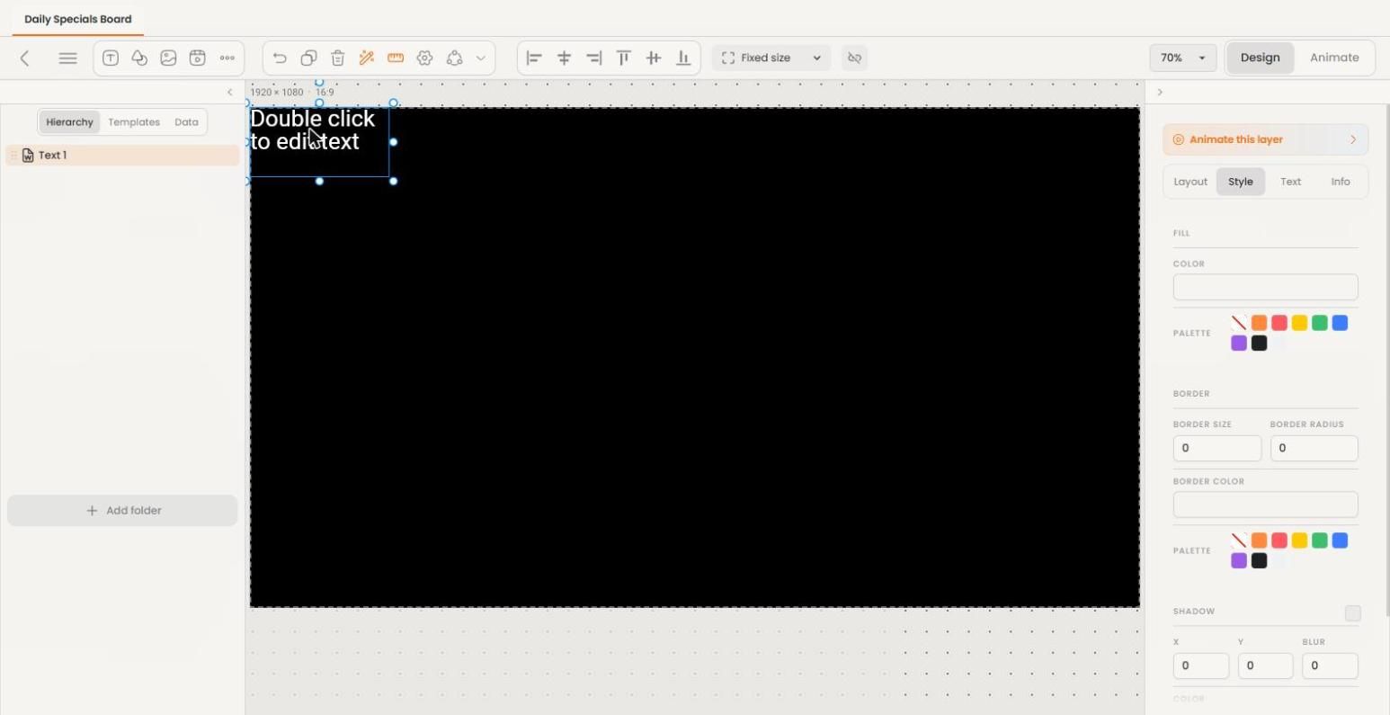 Property panel with a layer selected